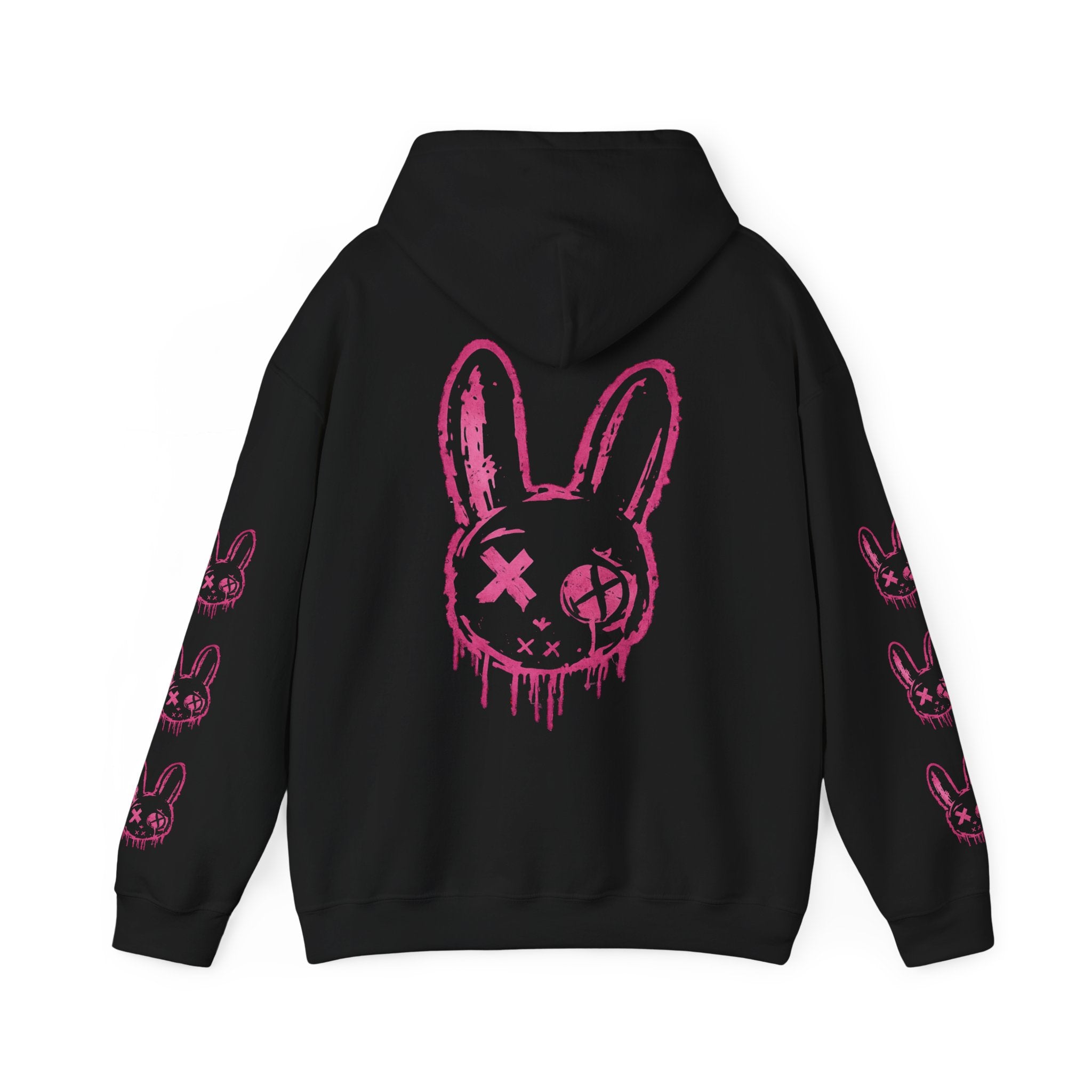 Wrong Bunny Hoodie — Grunge Pink Drip Bunny Streetwear