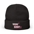 Wrong Bunny Embroidered Knit Beanie — Cute Creepy Bunny Winter Hat