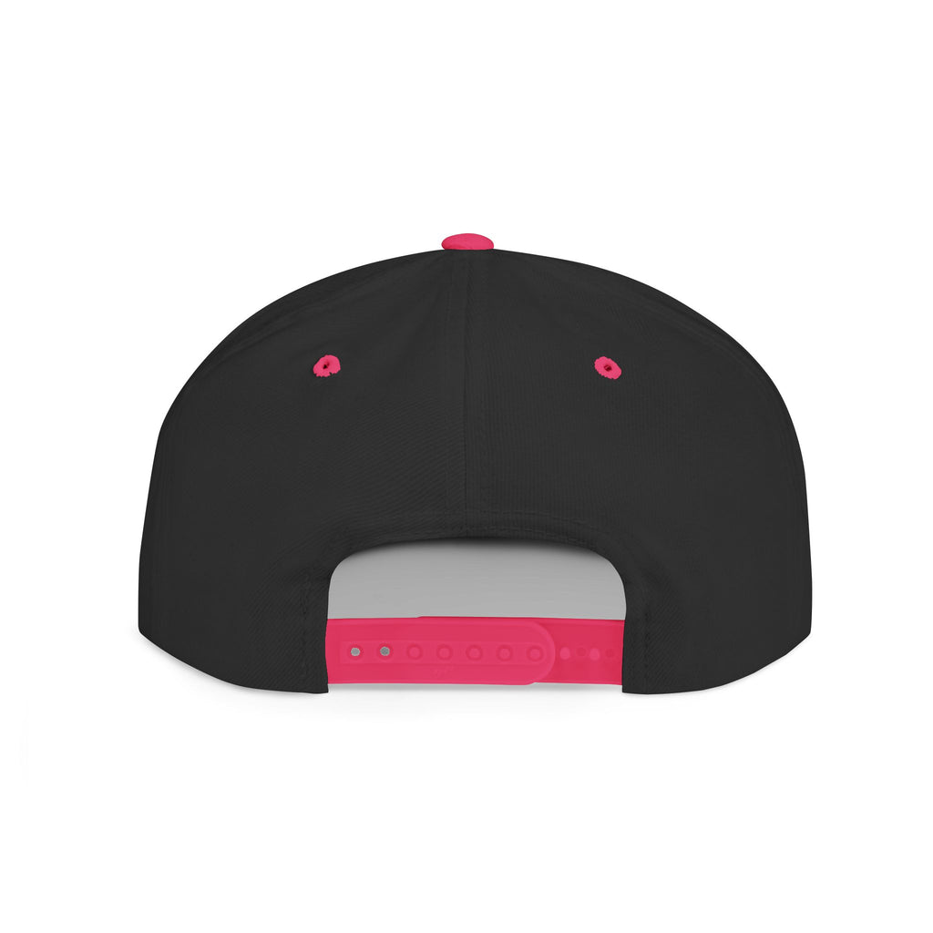 Wrong Bunny Snapback Hat — Edgy Pink Graphic Flat Bill Cap