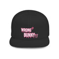 Wrong Bunny Snapback Hat — Edgy Pink Graphic Flat Bill Cap